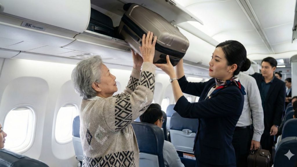 why flight attendants are not obligated to stow passenger luggage into the overhead bin
